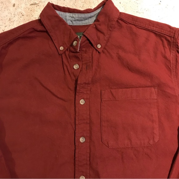 Eddie Bauer Maroon Burgundy Men’s Flannel Dress Shirt size Large - Picture 2 of 7